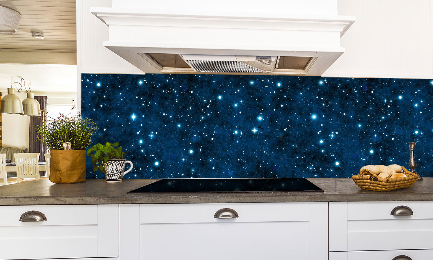 Plošče za kuhinje Night sky with stars - PVC plošče / Pleksi steklo - s tiskom za kuhinjo, Zidne obloge PKU126-Life-decor.si