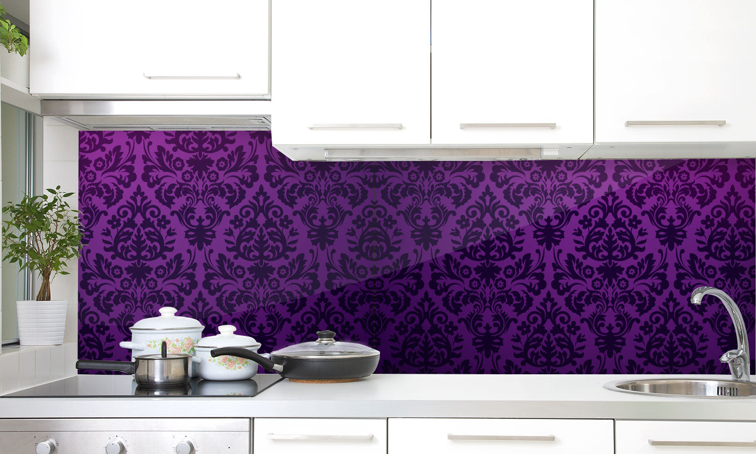 Plošče za kuhinje Pattern in purple - PVC plošče / Pleksi steklo - s tiskom za kuhinjo, Zidne obloge PKU338-Life-decor.si