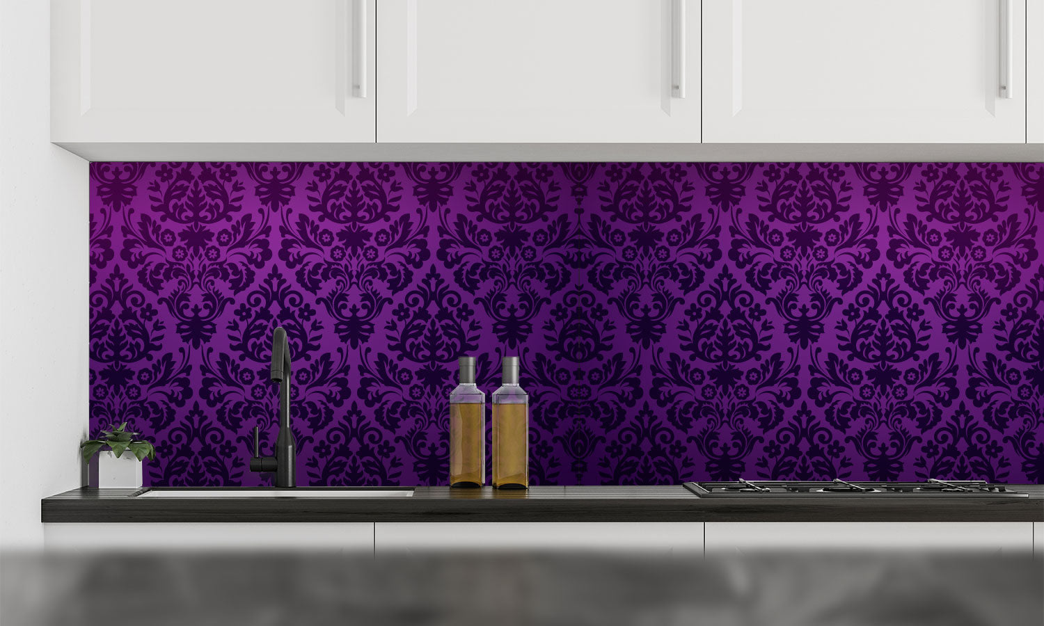 Plošče za kuhinje Pattern in purple - PVC plošče / Pleksi steklo - s tiskom za kuhinjo, Zidne obloge PKU338-Life-decor.si