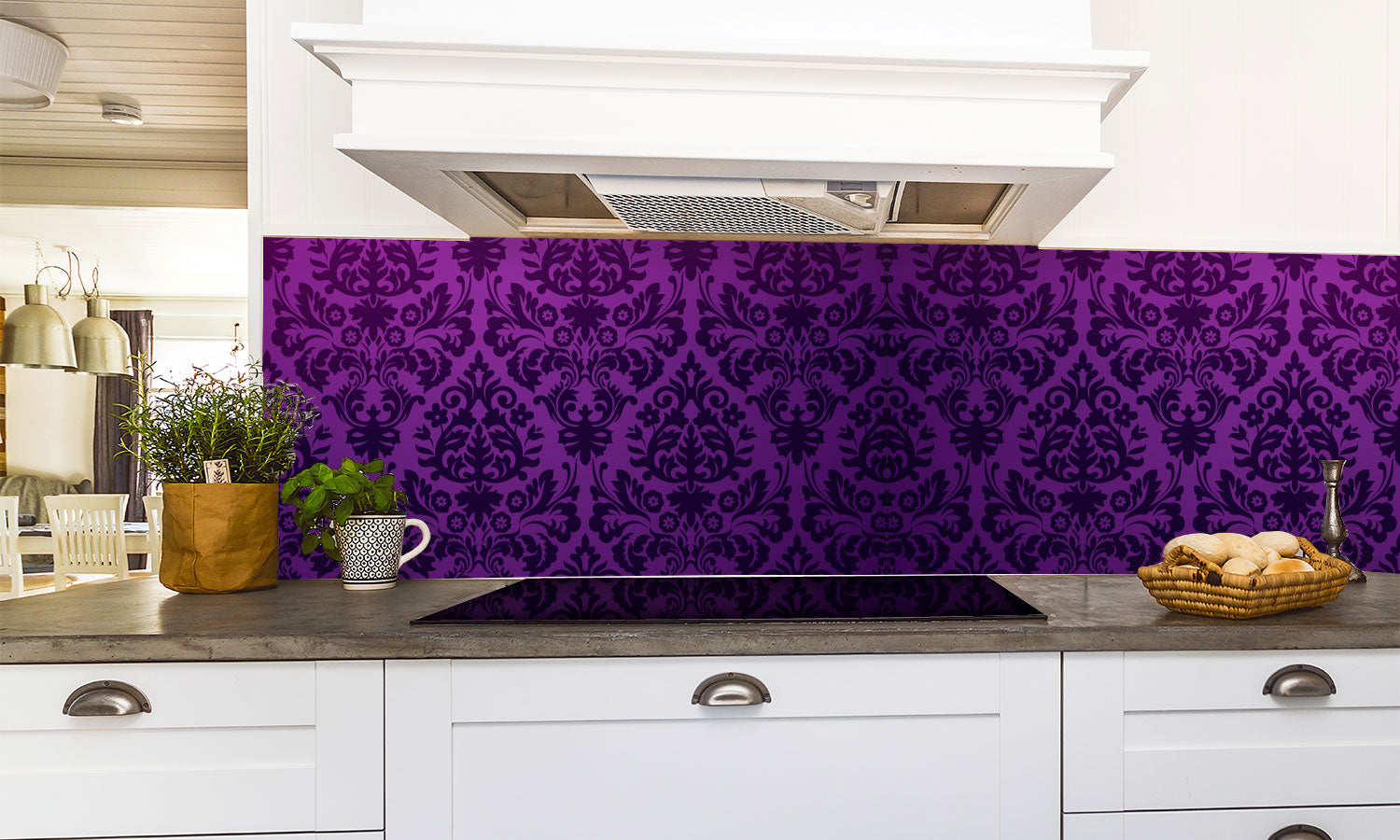 Plošče za kuhinje Pattern in purple - PVC plošče / Pleksi steklo - s tiskom za kuhinjo, Zidne obloge PKU338-Life-decor.si