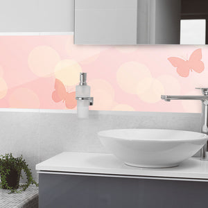 Plošče za kuhinje Pink butterflies - PVC plošče / Pleksi steklo - s tiskom za kuhinjo, Zidne obloge PKU153-Life-decor.si