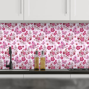 Plošče za kuhinje Pink seamless floral pattern - PVC plošče / Pleksi steklo - s tiskom za kuhinjo, Zidne obloge PKU353-Life-decor.si