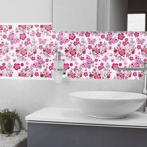 Plošče za kuhinje Pink seamless floral pattern - PVC plošče / Pleksi steklo - s tiskom za kuhinjo, Zidne obloge PKU353-Life-decor.si