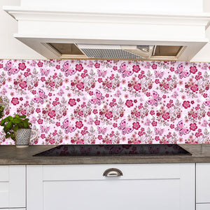 Plošče za kuhinje Pink seamless floral pattern - PVC plošče / Pleksi steklo - s tiskom za kuhinjo, Zidne obloge PKU353-Life-decor.si