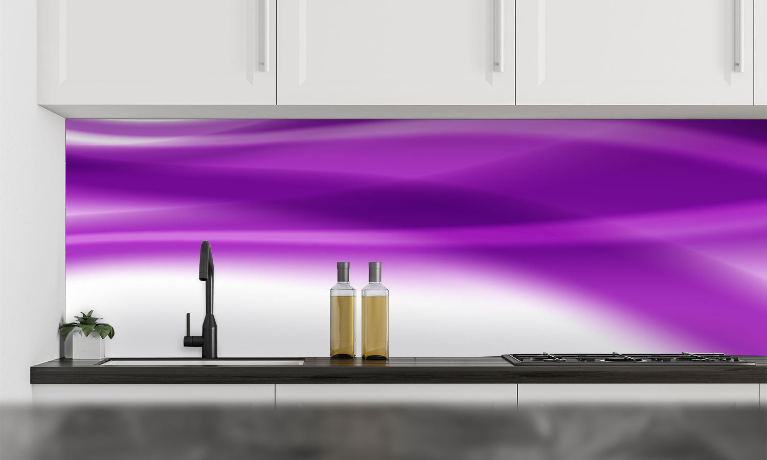 Plošče za kuhinje Purple Lines - PVC plošče / Pleksi steklo - s tiskom za kuhinjo, Zidne obloge PKU045-Life-decor.si