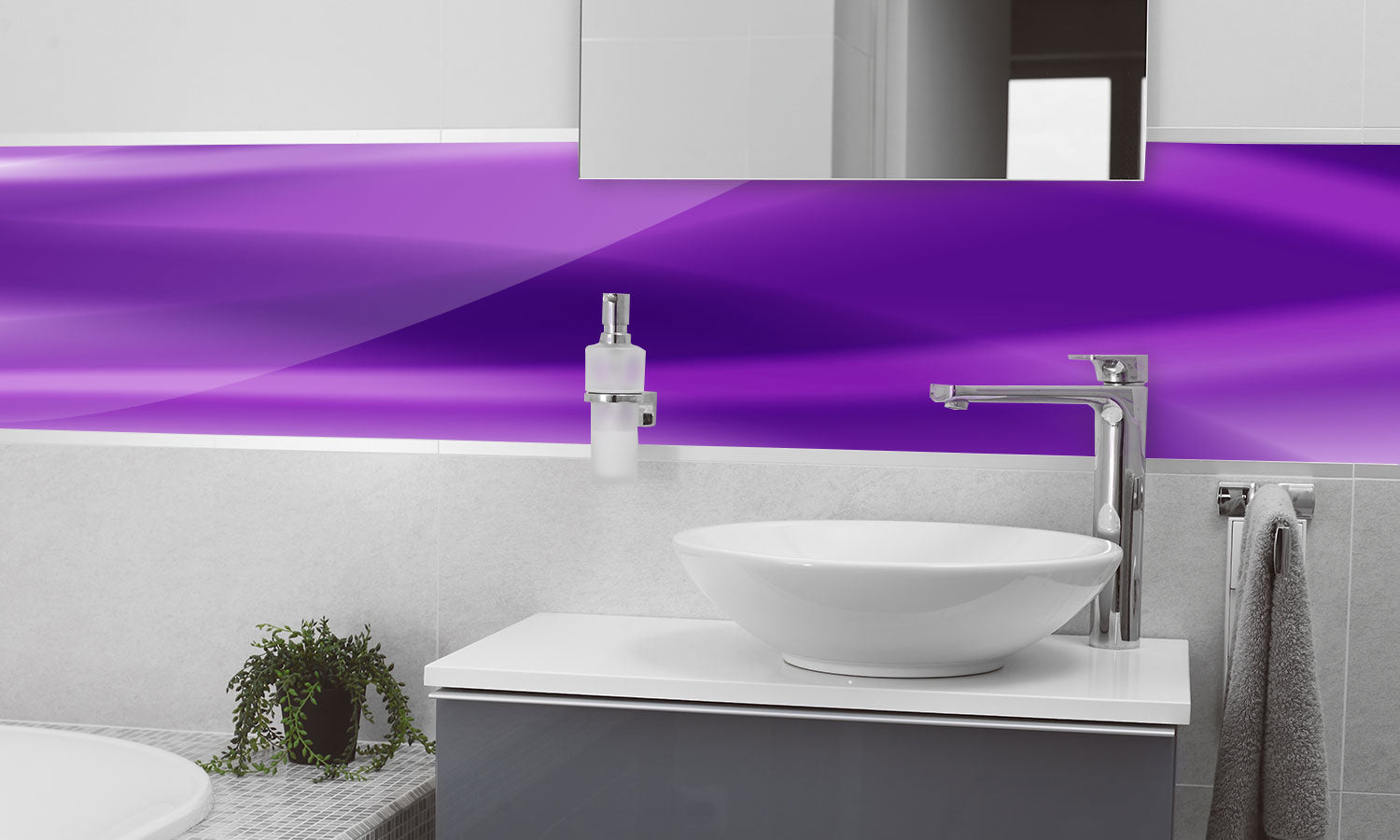 Plošče za kuhinje Purple Lines - PVC plošče / Pleksi steklo - s tiskom za kuhinjo, Zidne obloge PKU045-Life-decor.si