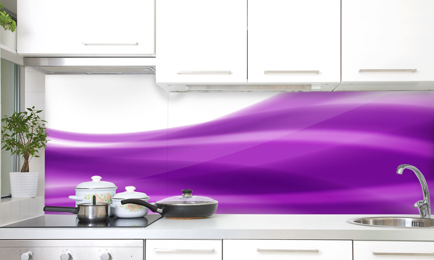 Plošče za kuhinje Purple Lines - PVC plošče / Pleksi steklo - s tiskom za kuhinjo, Zidne obloge PKU045-Life-decor.si