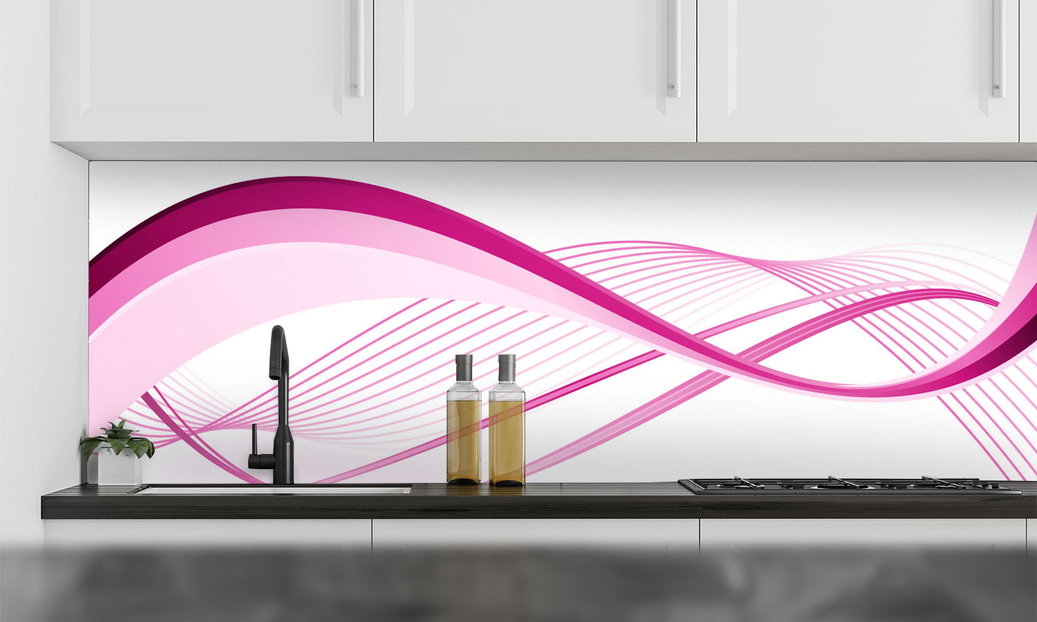 Plošče za kuhinje Purple pink wavy - PVC plošče / Pleksi steklo - s tiskom za kuhinjo, Zidne obloge PKU156-Life-decor.si