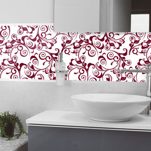 Plošče za kuhinje Red damask - PVC plošče / Pleksi steklo - s tiskom za kuhinjo, Zidne obloge PKU336-Life-decor.si