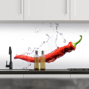 Plošče za kuhinje Red hot chilli pepper - PVC plošče / Pleksi steklo - s tiskom za kuhinjo, Zidne obloge PKU176-Life-decor.si