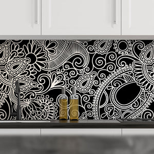 Plošče za kuhinje Seamless flower paisley - PVC plošče / Pleksi steklo - s tiskom za kuhinjo, Zidne obloge PKU365-Life-decor.si