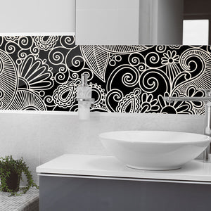 Plošče za kuhinje Seamless flower paisley - PVC plošče / Pleksi steklo - s tiskom za kuhinjo, Zidne obloge PKU365-Life-decor.si