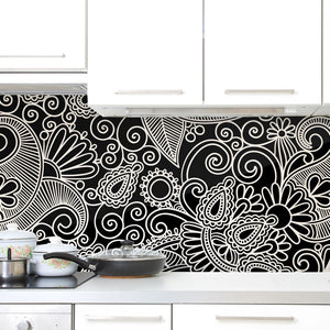 Plošče za kuhinje Seamless flower paisley - PVC plošče / Pleksi steklo - s tiskom za kuhinjo, Zidne obloge PKU365-Life-decor.si