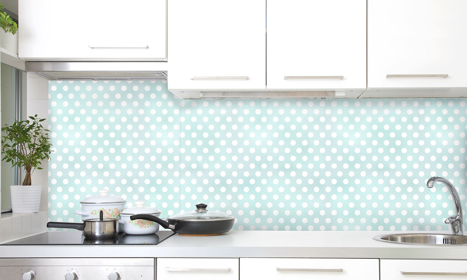 Plošče za kuhinje Seamless polka dots - PVC plošče / Pleksi steklo - s tiskom za kuhinjo, Zidne obloge PKU356-Life-decor.si