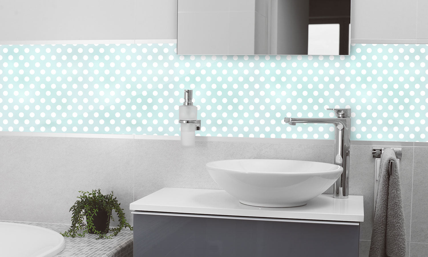 Plošče za kuhinje Seamless polka dots - PVC plošče / Pleksi steklo - s tiskom za kuhinjo, Zidne obloge PKU356-Life-decor.si