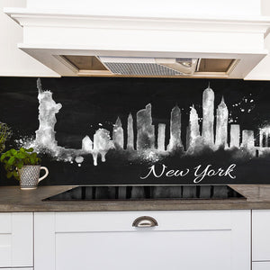 Plošče za kuhinje Silhouette chalk New york - PVC plošče / Pleksi steklo - s tiskom za kuhinjo, Zidne obloge PKU375-Life-decor.si