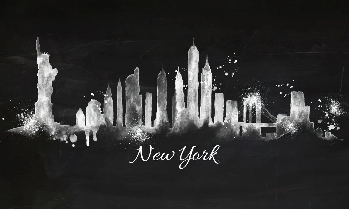 Plošče za kuhinje Silhouette chalk New york - PVC plošče / Pleksi steklo - s tiskom za kuhinjo, Zidne obloge PKU375-Life-decor.si