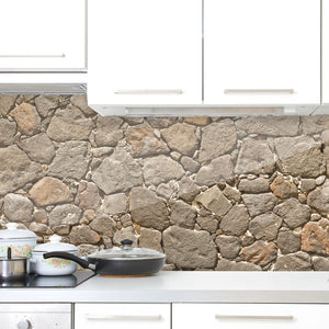 Plošče za kuhinje Stones wall - PVC plošče / Pleksi steklo - s tiskom za kuhinjo, Zidne obloge PKU025-Life-decor.si