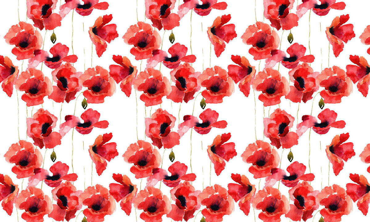 Plošče za kuhinje Stylized Poppy flowers - PVC plošče / Pleksi steklo - s tiskom za kuhinjo, Zidne obloge PKU119-Life-decor.si