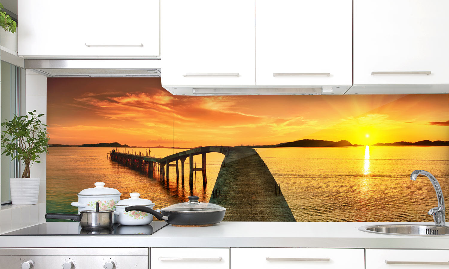 Plošče za kuhinje Sunset panorama - PVC plošče / Pleksi steklo - s tiskom za kuhinjo, Zidne obloge PKU204-Life-decor.si