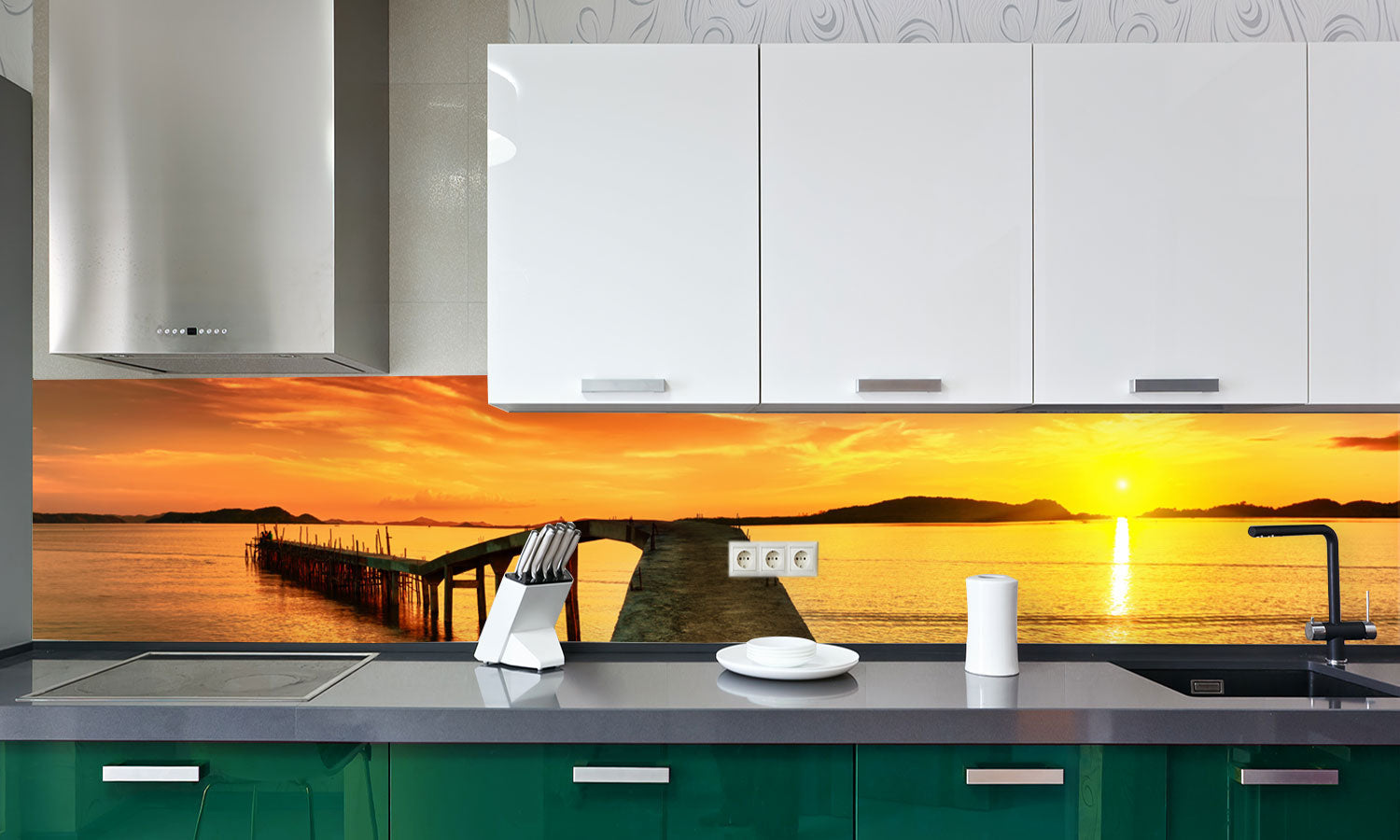 Plošče za kuhinje Sunset panorama - PVC plošče / Pleksi steklo - s tiskom za kuhinjo, Zidne obloge PKU204-Life-decor.si