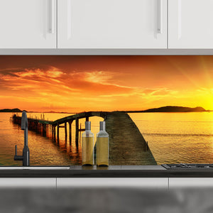 Plošče za kuhinje Sunset panorama - PVC plošče / Pleksi steklo - s tiskom za kuhinjo, Zidne obloge PKU204-Life-decor.si