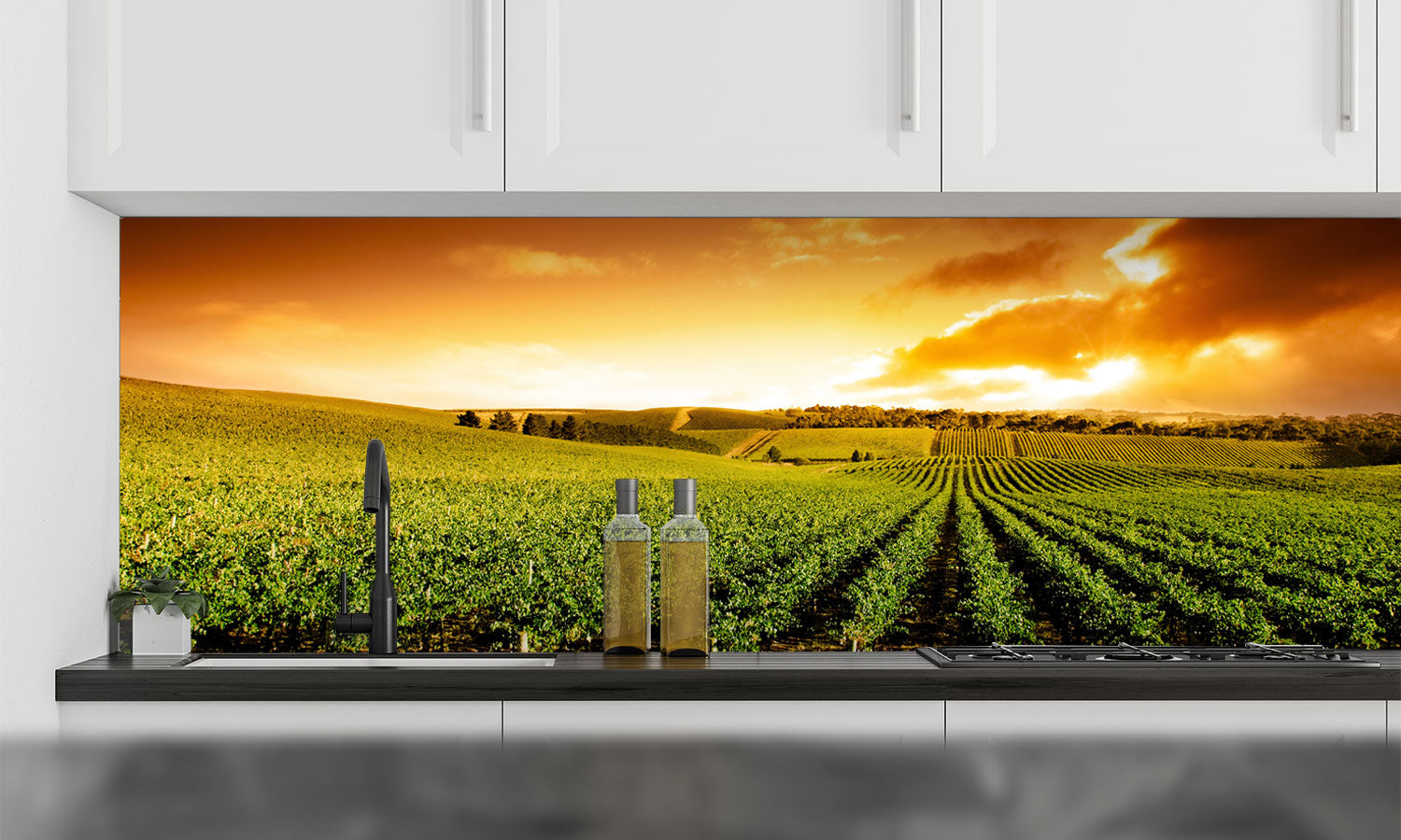 Plošče za kuhinje Sunset Vineyard Panorama - PVC plošče / Pleksi steklo - s tiskom za kuhinjo, Zidne obloge PKU237-Life-decor.si