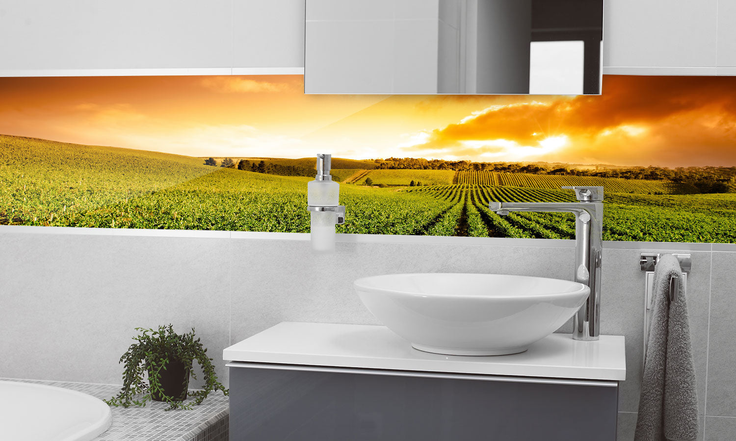 Plošče za kuhinje Sunset Vineyard Panorama - PVC plošče / Pleksi steklo - s tiskom za kuhinjo, Zidne obloge PKU237-Life-decor.si