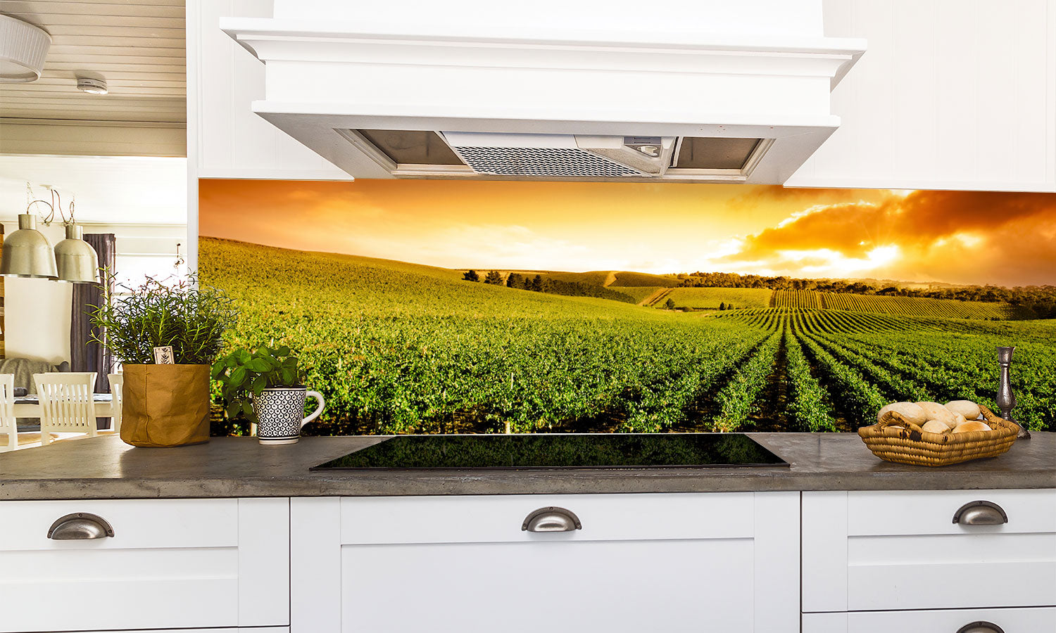 Plošče za kuhinje Sunset Vineyard Panorama - PVC plošče / Pleksi steklo - s tiskom za kuhinjo, Zidne obloge PKU237-Life-decor.si