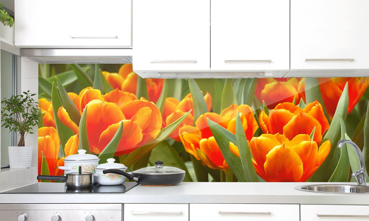 Plošče za kuhinje Tulips - PVC plošče / Pleksi steklo - s tiskom za kuhinjo, Zidne obloge PKU018-Life-decor.si