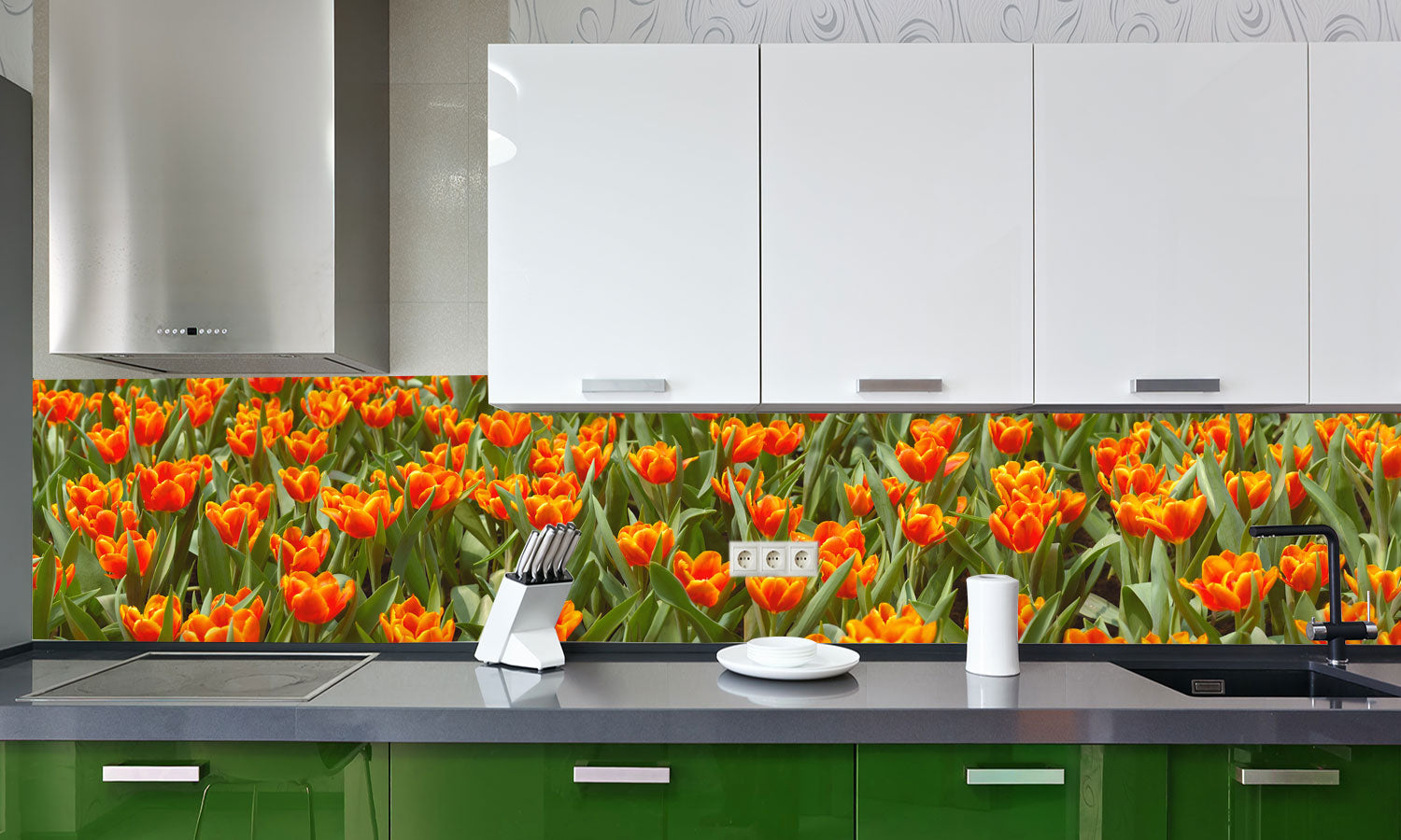 Plošče za kuhinje Tulips - PVC plošče / Pleksi steklo - s tiskom za kuhinjo, Zidne obloge PKU018-Life-decor.si