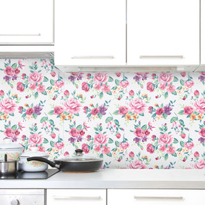Plošče za kuhinje Vintage tropical flower - PVC plošče / Pleksi steklo - s tiskom za kuhinjo, Zidne obloge PKU340-Life-decor.si