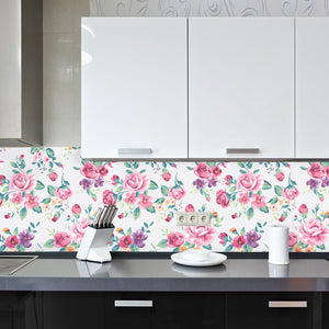 Plošče za kuhinje Vintage tropical flower - PVC plošče / Pleksi steklo - s tiskom za kuhinjo, Zidne obloge PKU340-Life-decor.si