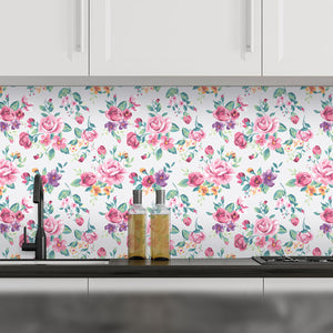 Plošče za kuhinje Vintage tropical flower - PVC plošče / Pleksi steklo - s tiskom za kuhinjo, Zidne obloge PKU340-Life-decor.si
