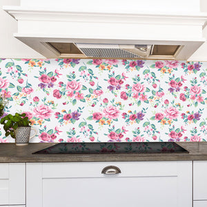Plošče za kuhinje Vintage tropical flower - PVC plošče / Pleksi steklo - s tiskom za kuhinjo, Zidne obloge PKU340-Life-decor.si