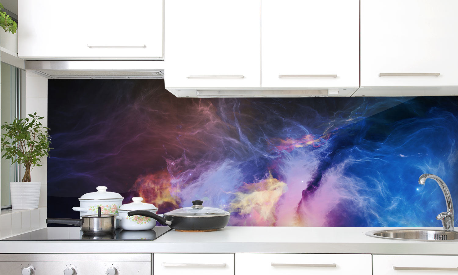 Plošče za kuhinje Vision of Nebulae - PVC plošče / Pleksi steklo - s tiskom za kuhinjo, Zidne obloge PKU127-Life-decor.si