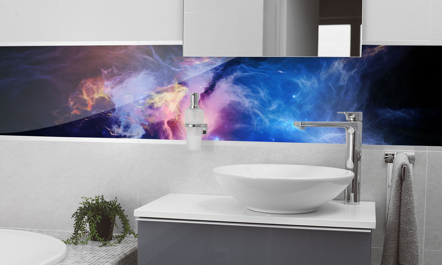 Plošče za kuhinje Vision of Nebulae - PVC plošče / Pleksi steklo - s tiskom za kuhinjo, Zidne obloge PKU127-Life-decor.si