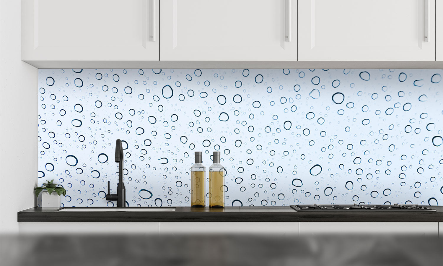 Plošče za kuhinje Water drops background - PVC plošče / Pleksi steklo - s tiskom za kuhinjo, Zidne obloge PKU387-Life-decor.si