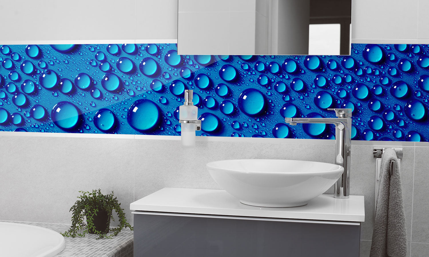 Plošče za kuhinje Water drops background - PVC plošče / Pleksi steklo - s tiskom za kuhinjo, Zidne obloge PKU388-Life-decor.si