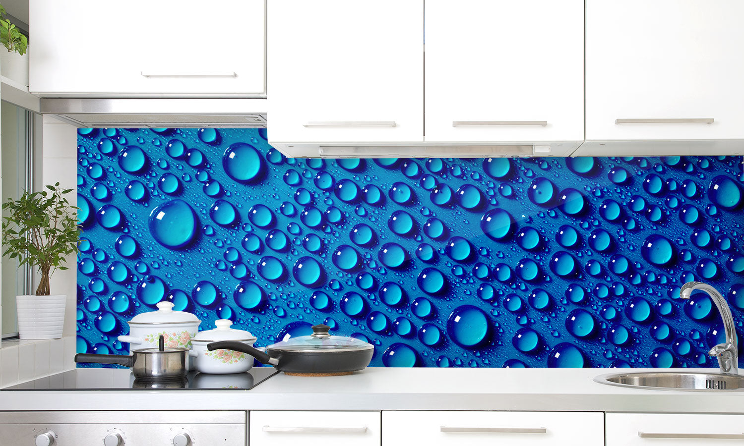 Plošče za kuhinje Water drops background - PVC plošče / Pleksi steklo - s tiskom za kuhinjo, Zidne obloge PKU388-Life-decor.si