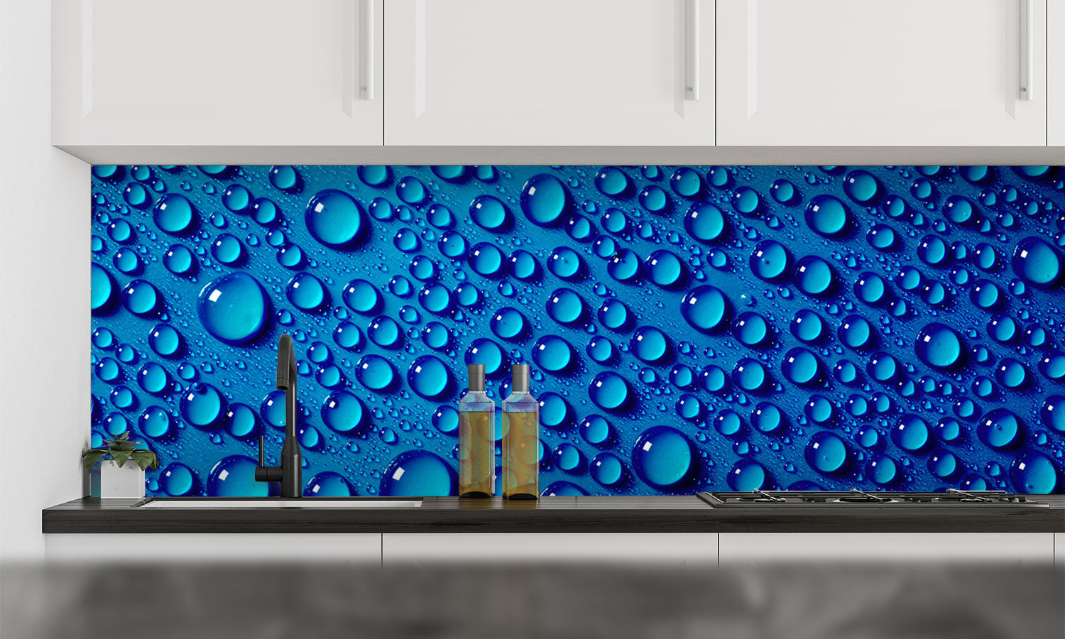 Plošče za kuhinje Water drops background - PVC plošče / Pleksi steklo - s tiskom za kuhinjo, Zidne obloge PKU388-Life-decor.si