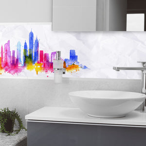 Plošče za kuhinje Watercolor New york - PVC plošče / Pleksi steklo - s tiskom za kuhinjo, Zidne obloge PKU254-Life-decor.si