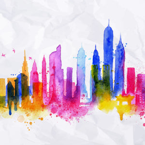 Plošče za kuhinje Watercolor New york - PVC plošče / Pleksi steklo - s tiskom za kuhinjo, Zidne obloge PKU254-Life-decor.si