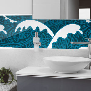 Plošče za kuhinje Waves seamless pattern - PVC plošče / Pleksi steklo - s tiskom za kuhinjo, Zidne obloge PKU347-Life-decor.si