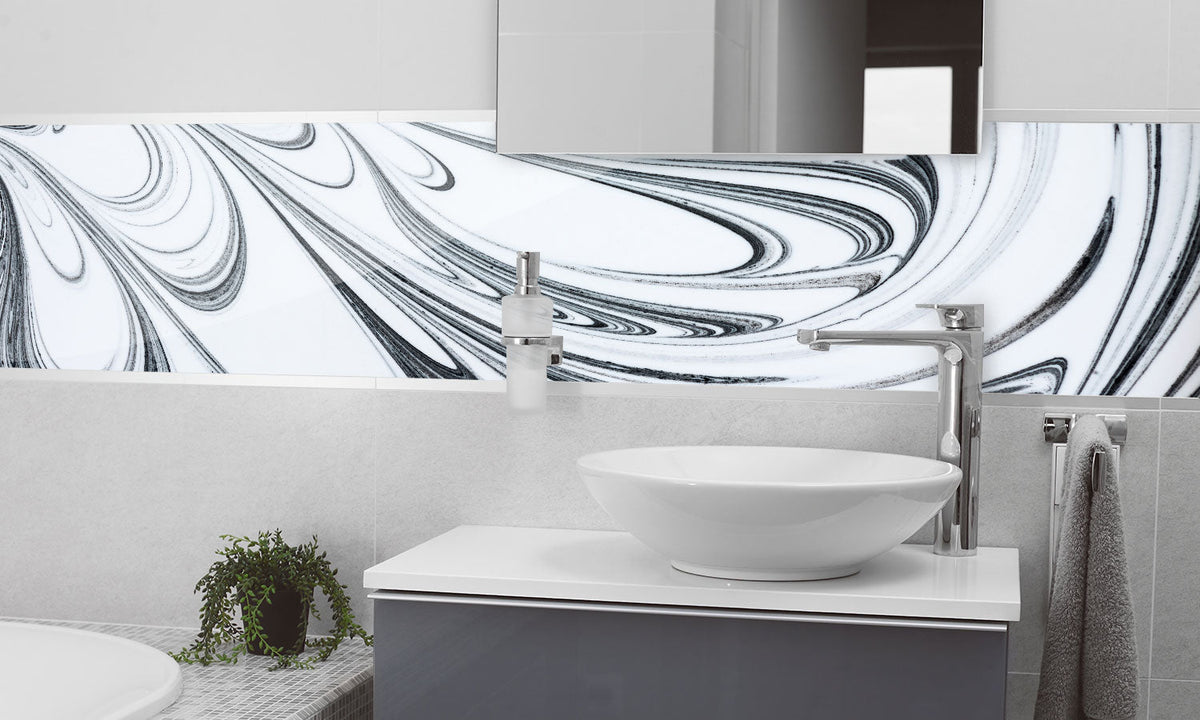 Plošče za kuhinje White and black paint - PVC plošče / Pleksi steklo - s tiskom za kuhinjo, Zidne obloge PKU053-Life-decor.si