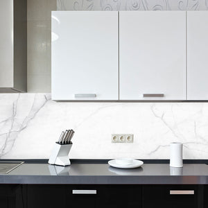 Plošče za kuhinje White marble stone - PVC plošče / Pleksi steklo - s tiskom za kuhinjo, Zidne obloge PKU050-Life-decor.si