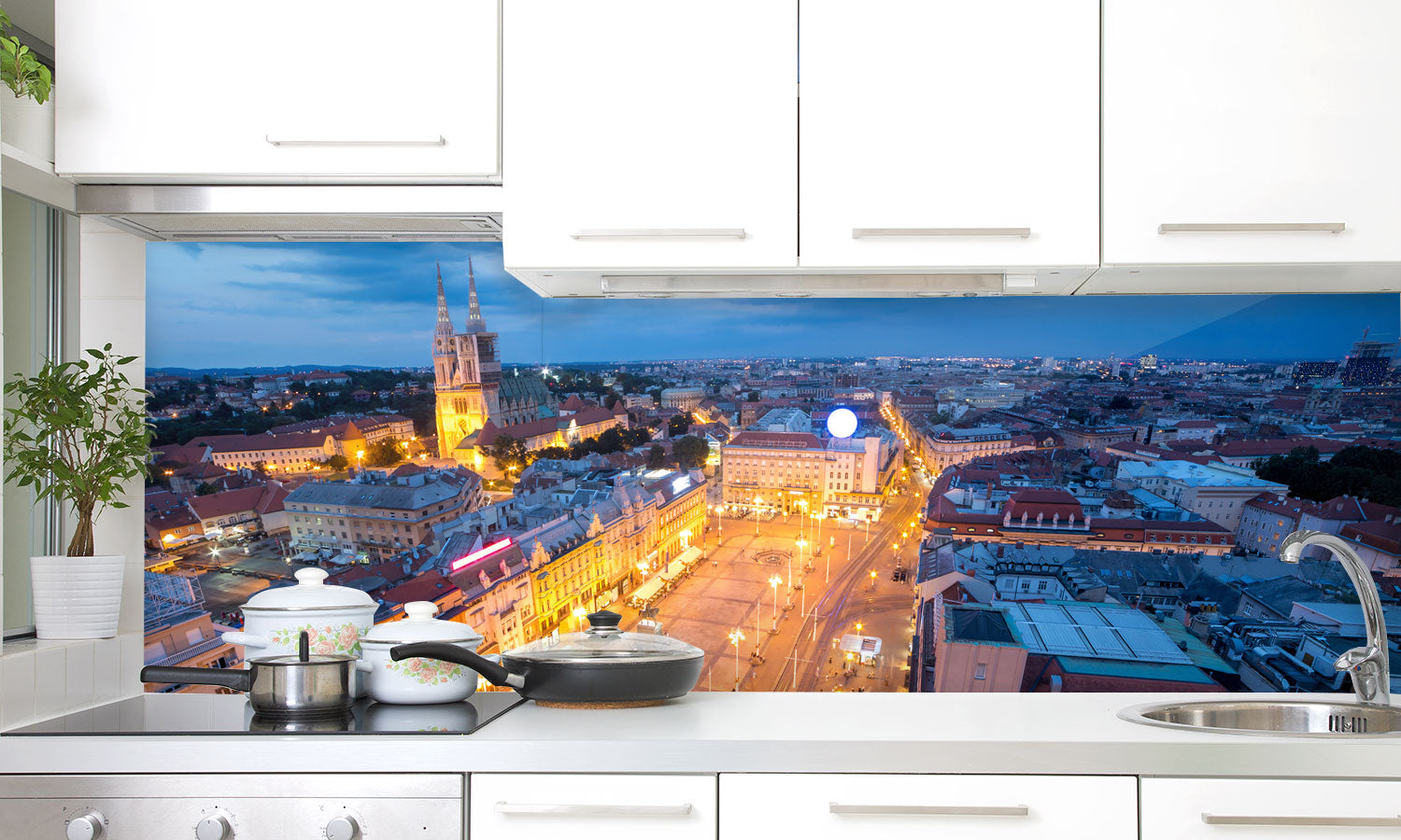 Plošče za kuhinje Zagreb Panorama - PVC plošče / Pleksi steklo - s tiskom za kuhinjo, Zidne obloge PKU241-Life-decor.si