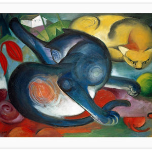 Two cats, blue and yellow (1912) painting by Franz Marc,poster  PS010