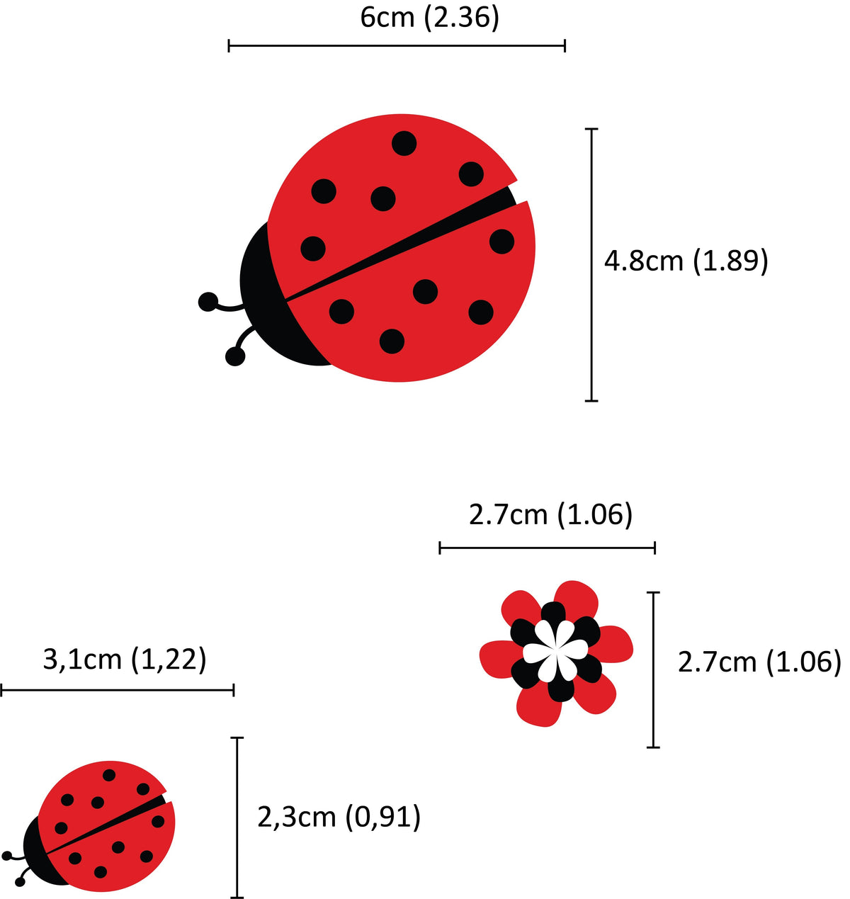 Samolepilne nalepke za kolo ali avto - Lady Bug - CB010-Life-decor.si