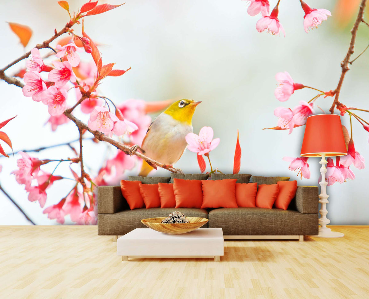 Samolepilne stenske Fototapeta Bird on Cherry Blossom SW147-Life-decor.si